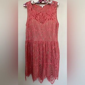 Love fire crochet lace peach womens dress